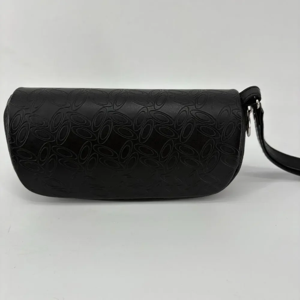 Oakley Sunglass Case Black Zipper Around Soft Shell Leather‎ Pouch All Over Logo